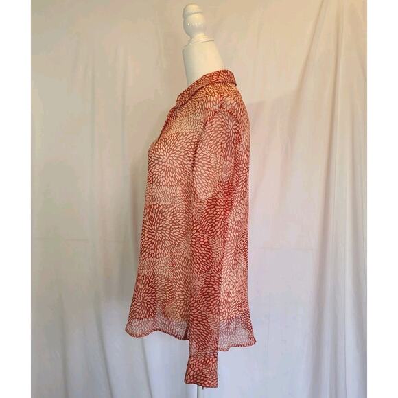 Sold! Equipment Red Sheer Silk Blouse M - Picture 3 of 5